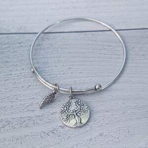 Silver Tone Earth Angel Adjustable Bracelet - Fair Condition